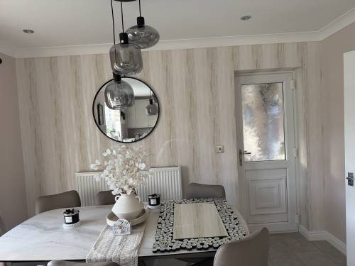 Finished wallpapered interior